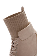 Women's Beige Thick Soled Suede Boots | Derimod Women's Beige Thick Soled Suede Boots | Derimod