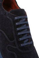 Erkek Lacivert Bağcıklı Süet Deri Casual Sneaker | Derimod Erkek Lacivert Bağcıklı Süet Deri Casual Sneaker | Derimod