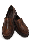 Kadın Kahverengi Kalın Tabanlı Deri Maskülen Loafer | Derimod Kadın Kahverengi Kalın Tabanlı Deri Maskülen Loafer | Derimod