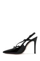 Women's Black Open Back Thin Heel Patent Leather Shoes | Derimod Women's Black Open Back Thin Heel Patent Leather Shoes | Derimod