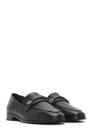 Women's Black Buckled Leather Masculine Loafer | Derimod Women's Black Buckled Leather Masculine Loafer | Derimod