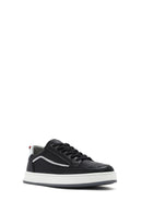 Erkek Siyah Bağcıklı Deri Sneaker | Derimod Erkek Siyah Bağcıklı Deri Sneaker | Derimod