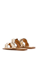 Women's Gold Braided Patterned Slippers | Derimod Women's Gold Braided Patterned Slippers | Derimod