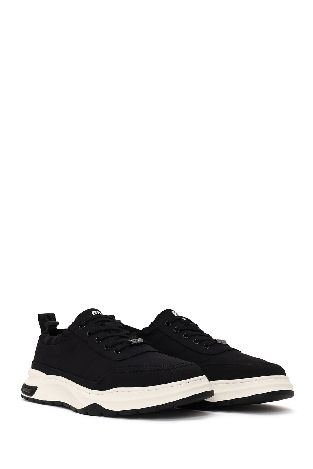 Erkek Siyah Bağcıklı Kumaş Casual Sneaker
