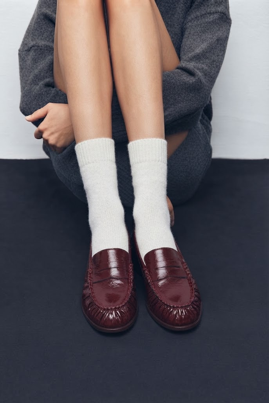 Kadın Bordo Deri Maskülen Loafer