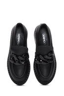 Kadın Siyah Deri Zincir Detaylı Loafer | Derimod Kadın Siyah Deri Zincir Detaylı Loafer | Derimod
