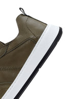 Men's Khaki Lace-up Leather Sneaker | Derimod Men's Khaki Lace-up Leather Sneaker | Derimod