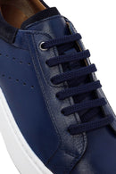 Erkek Lacivert Bağcıklı Deri Sneaker | Derimod Erkek Lacivert Bağcıklı Deri Sneaker | Derimod