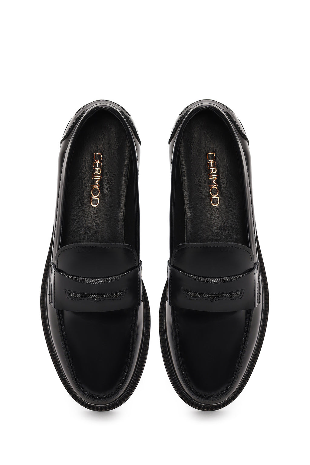 Kadın Siyah Deri Maskülen Loafer