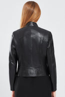 Sharon Women's Black Short Leather Jacket | Derimod Sharon Women's Black Short Leather Jacket | Derimod