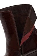 Woman Burgundy Zip Closure Wedge Heel Leather Boots | Derimod Woman Burgundy Zip Closure Wedge Heel Leather Boots | Derimod