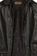 Veronik Woman Black Mandarin Collar Leather Jacket | Derimod Veronik Woman Black Mandarin Collar Leather Jacket | Derimod