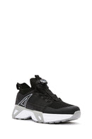 Men's Black Lacing Mechanism Thick Sole Leather Sneaker | Derimod Men's Black Lacing Mechanism Thick Sole Leather Sneaker | Derimod