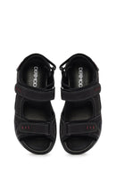 Erkek Siyah Nubuk Deri Sandalet | Derimod Erkek Siyah Nubuk Deri Sandalet | Derimod