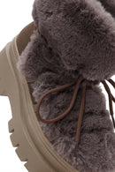 Women's Mink Thick-Soled Plush Detailed Boots | Derimod Women's Mink Thick-Soled Plush Detailed Boots | Derimod