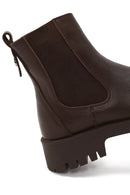 Woman Brown Thick-Soled Leather Chelsea Boots | Derimod Woman Brown Thick-Soled Leather Chelsea Boots | Derimod