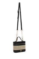 Woman Black Long-Strap Printed Mini Box Crossbody Bag | Derimod Woman Black Long-Strap Printed Mini Box Crossbody Bag | Derimod