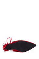 Women's Red Ankle Strap Satin Heeled Shoes | Derimod Women's Red Ankle Strap Satin Heeled Shoes | Derimod