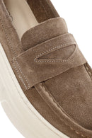 Kadın Vizon Kalın Tabanlı Süet Deri Loafer | Derimod Kadın Vizon Kalın Tabanlı Süet Deri Loafer | Derimod