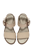 Women's Cream Buckled Leather Sandals | Derimod Women's Cream Buckled Leather Sandals | Derimod