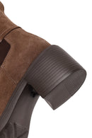 Woman Mink Thick-Heeled Suede Chelsea Boots | Derimod Woman Mink Thick-Heeled Suede Chelsea Boots | Derimod