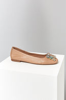 Stone Beige Women's Leather Ballerinas | Derimod Stone Beige Women's Leather Ballerinas | Derimod