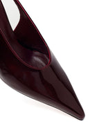 Woman Burgundy Backless Thin-Heeled Patent Leather Leather Shoes | Derimod Woman Burgundy Backless Thin-Heeled Patent Leather Leather Shoes | Derimod
