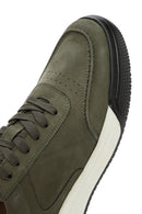 Erkek Yeşil Bağcıklı Nubuk Deri Sneaker | Derimod Erkek Yeşil Bağcıklı Nubuk Deri Sneaker | Derimod