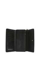 Women's Black Wallet with Strap Detail | Derimod Women's Black Wallet with Strap Detail | Derimod