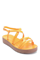 Kadın Casual Kroko Desenli Sandalet | Derimod Kadın Casual Kroko Desenli Sandalet | Derimod