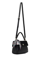 Woman Black Long-Strap Suede Shoulder Bag | Derimod Woman Black Long-Strap Suede Shoulder Bag | Derimod