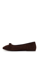Woman Brown Buckled Suede Leather Ballet Flat | Derimod Woman Brown Buckled Suede Leather Ballet Flat | Derimod