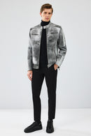 Carrera Men's Gray Nubuck Leather Sport Jacket | Derimod Carrera Men's Gray Nubuck Leather Sport Jacket | Derimod