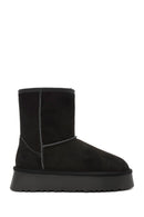 Women's Black Fur Detailed Thick Sole Suede Leather Boots | Derimod Women's Black Fur Detailed Thick Sole Suede Leather Boots | Derimod
