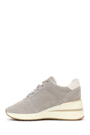 Woman Gray Lace-Up Wedge Heel Suede Shoes | Derimod Woman Gray Lace-Up Wedge Heel Suede Shoes | Derimod