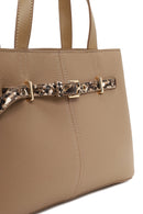 Woman Dark Beige Long-Strap Patterned Shoulder Bag | Derimod Woman Dark Beige Long-Strap Patterned Shoulder Bag | Derimod