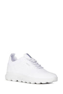 Geox Women's White Spherica Lace-Up Leather Sneaker | Derimod Geox Women's White Spherica Lace-Up Leather Sneaker | Derimod