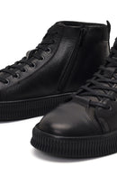 Male Black Lace-Up Zip Closure Leather Sport Boots | Derimod Male Black Lace-Up Zip Closure Leather Sport Boots | Derimod