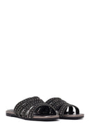 Woman Anthracite Stone-Embellished Slipper | Derimod Woman Anthracite Stone-Embellished Slipper | Derimod