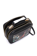 Women's Black Long Strap Printed Shoulder Bag | Derimod Women's Black Long Strap Printed Shoulder Bag | Derimod