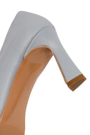 Woman Light Blue Thick-Heeled Leather Stiletto | Derimod Woman Light Blue Thick-Heeled Leather Stiletto | Derimod