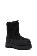 Women's Black Thick Soled Fabric Boots | Derimod Women's Black Thick Soled Fabric Boots | Derimod