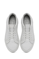 Kadın Beyaz Bağcıklı Kalın Tabanlı Deri Sneaker | Derimod Kadın Beyaz Bağcıklı Kalın Tabanlı Deri Sneaker | Derimod