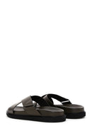 Men's Khaki Leather Slippers | Derimod Men's Khaki Leather Slippers | Derimod