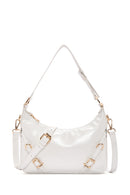 Women's White Long Strap Patent Leather Shoulder Bag | Derimod Women's White Long Strap Patent Leather Shoulder Bag | Derimod