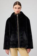 Gardena Women's Black Double-Sided Teddy Coat | Derimod Gardena Women's Black Double-Sided Teddy Coat | Derimod