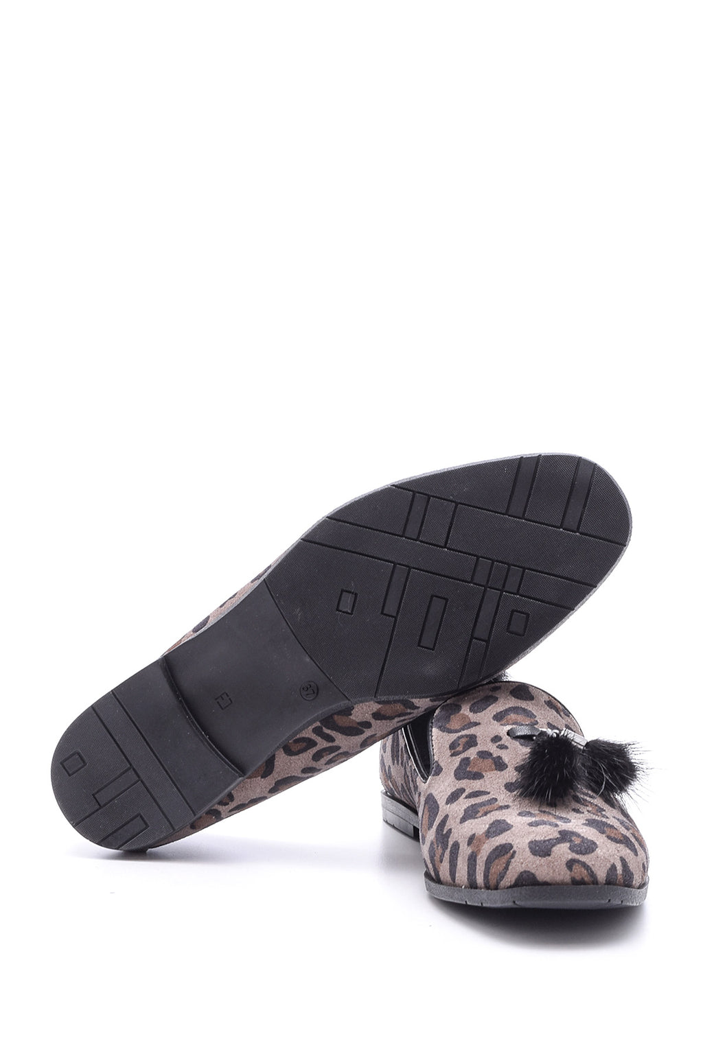Kadın Deri Leopar Desenli Loafer