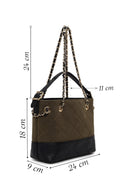 Woman Green Chain-Strap Suede Shoulder Bag | Derimod Woman Green Chain-Strap Suede Shoulder Bag | Derimod