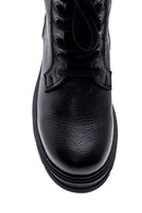 Women's Black Leather Thick Soled Boots | Derimod Women's Black Leather Thick Soled Boots | Derimod