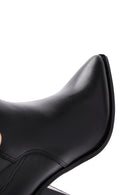 Women's Black Leather Heeled Buckle Boots | Derimod Women's Black Leather Heeled Buckle Boots | Derimod